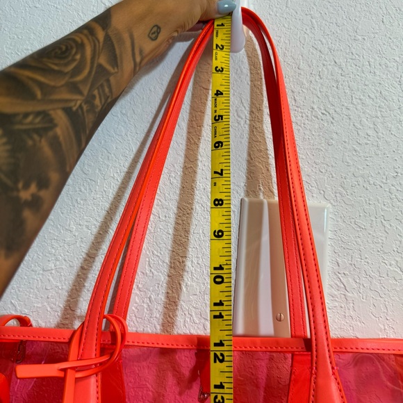 NWT-Kate Spade Neon Clear Tote and Pouch & Wristlet Pool Set of 3 Beach Stadium - Picture 13 of 16